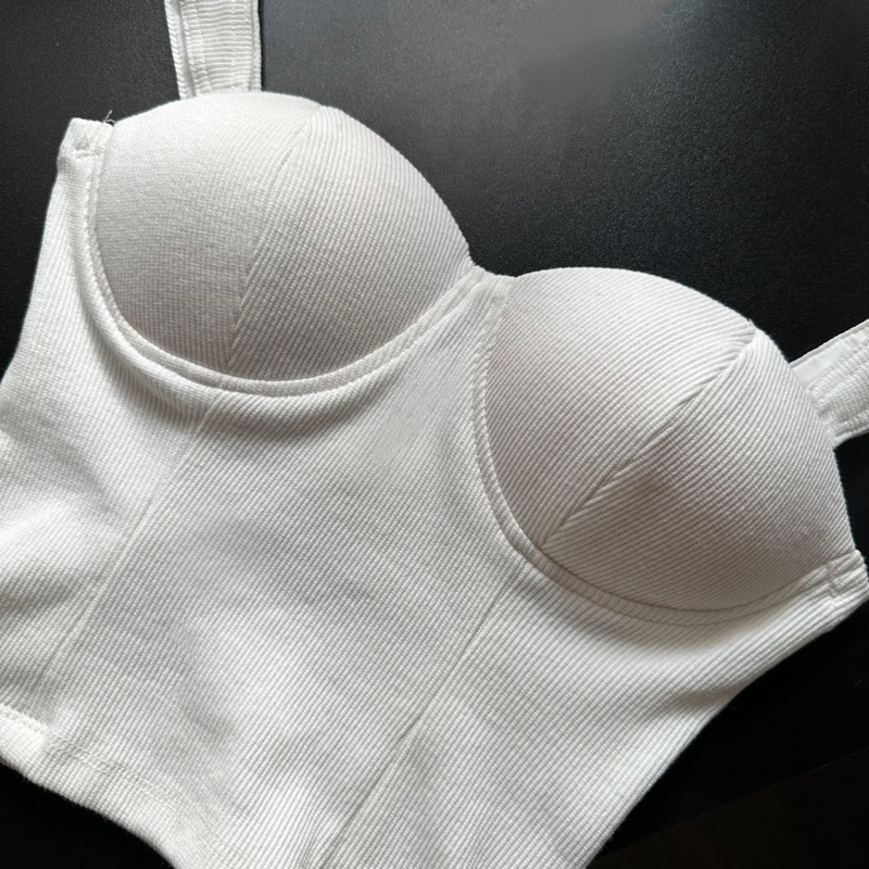 Áo cúp ngực IRISVIEL có mút, Áo hai dây bản to chất bo gân S/M