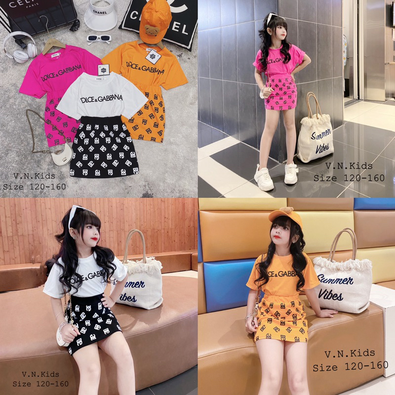 Set váy DGG chất lừ cho Bé đón hè size đại 17kg-41kg