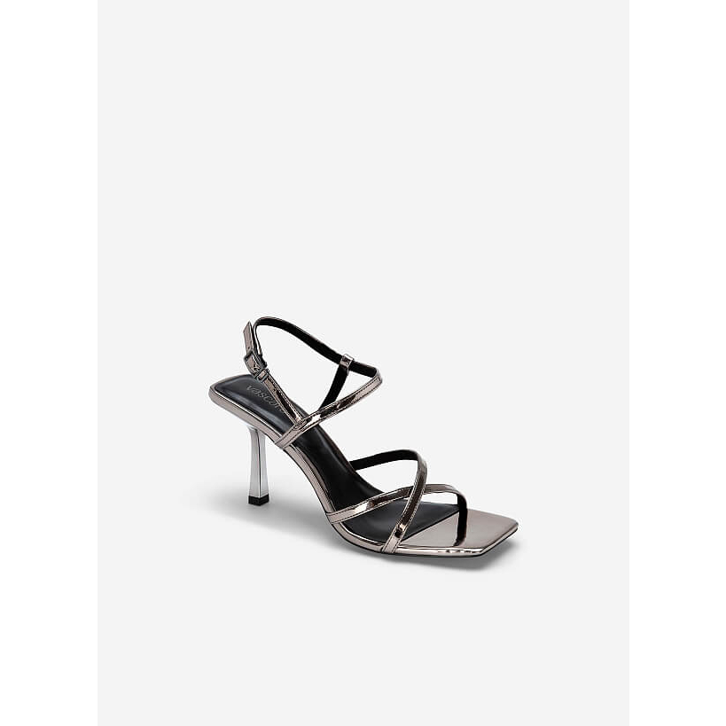 Vascara GIÀY SANDAL QUAI MẢNH NHẤN GÓT HIỆU ỨNG METALLIC - SDN 0754 - MÀU XÁM KHÓI ĐẬM