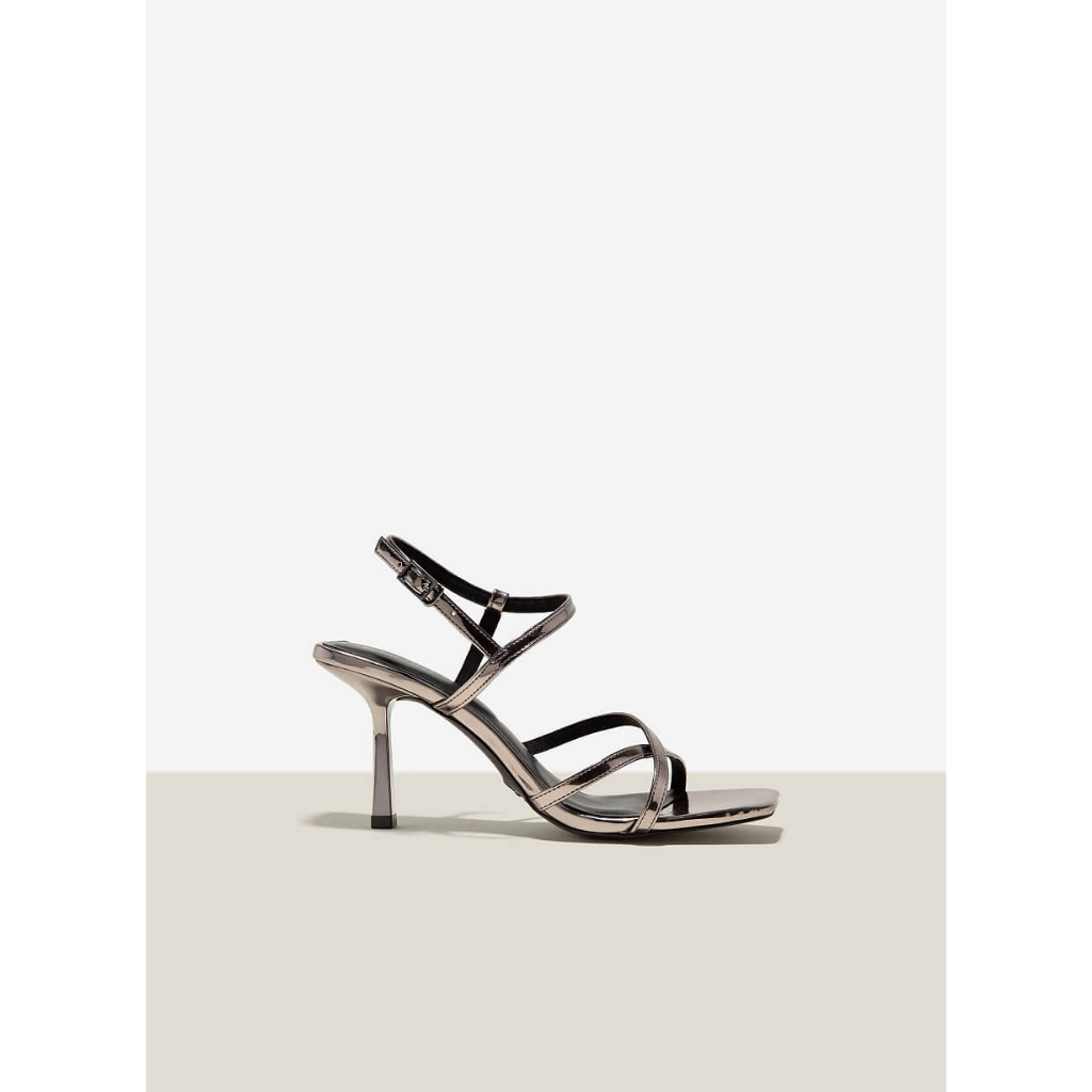 Vascara GIÀY SANDAL QUAI MẢNH NHẤN GÓT HIỆU ỨNG METALLIC - SDN 0754 - MÀU XÁM KHÓI ĐẬM