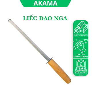 Cây liếc dao thanh mài dao Nga cao cấp lưỡi liếc có rãnh khía tay cầm cán gỗ dài 30cm