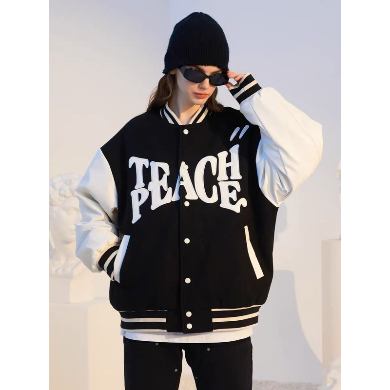 Áo Khoác bóng chày kiểu dáng hiphop phong cách Mỹ áo khoác rộng áo khoác cặp đôi