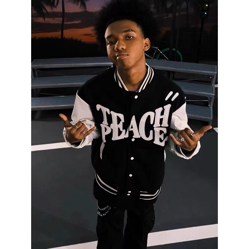 Áo Khoác bóng chày kiểu dáng hiphop phong cách Mỹ áo khoác rộng áo khoác cặp đôi