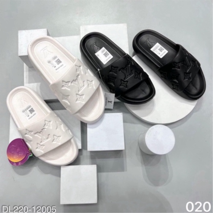 Dép Nam Nữ Unisex Quai Ngang Dép Bánh Mì LV Đế Cao Su Đúc Đàn Hồi Êm Ái Không Hoi Chân Chống Trơn Trượt