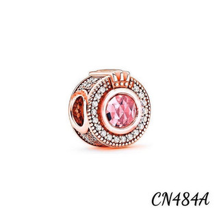 Charm pan ale xỏ ngang vương miện đính đá hồng bạc s925 hàng cao cấp