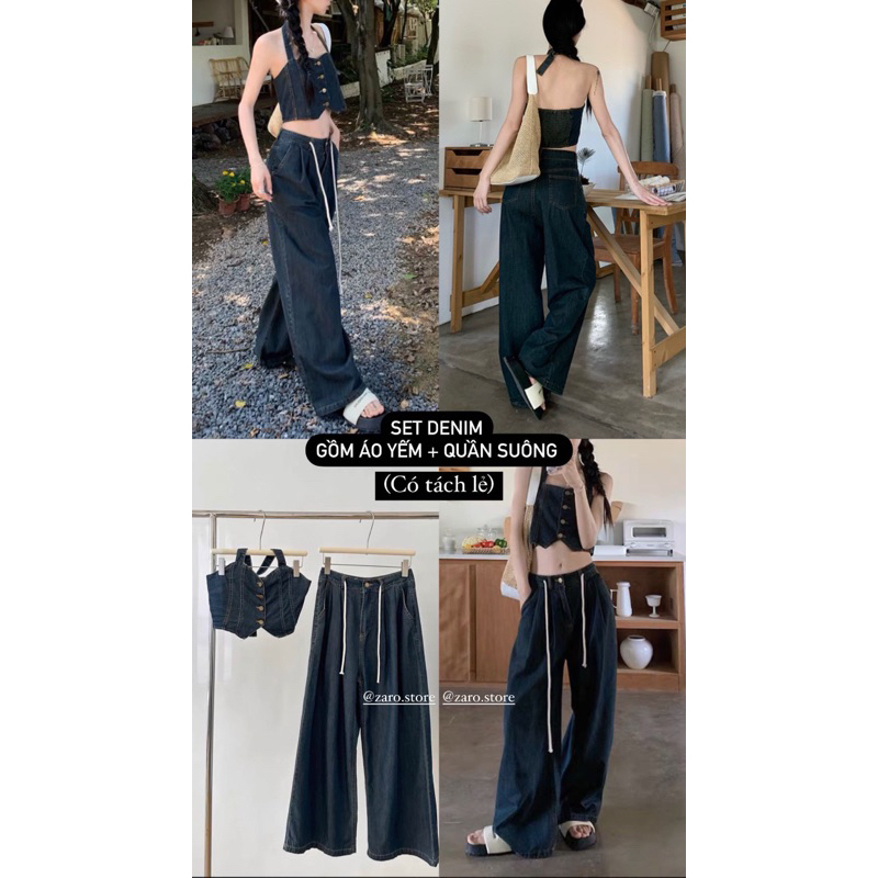 Set áo yếm jean+quần jean [HÌNH THẬT CHỤP TẠI SHOP]