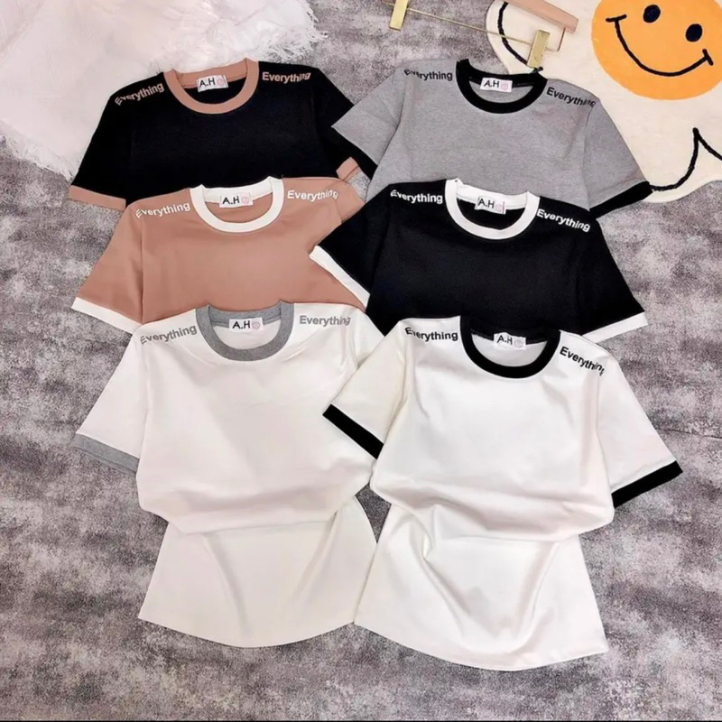 Áo thun tay ngắn cổ tròn in chữ