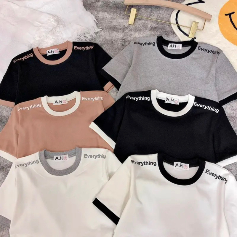 Áo thun tay ngắn cổ tròn in chữ