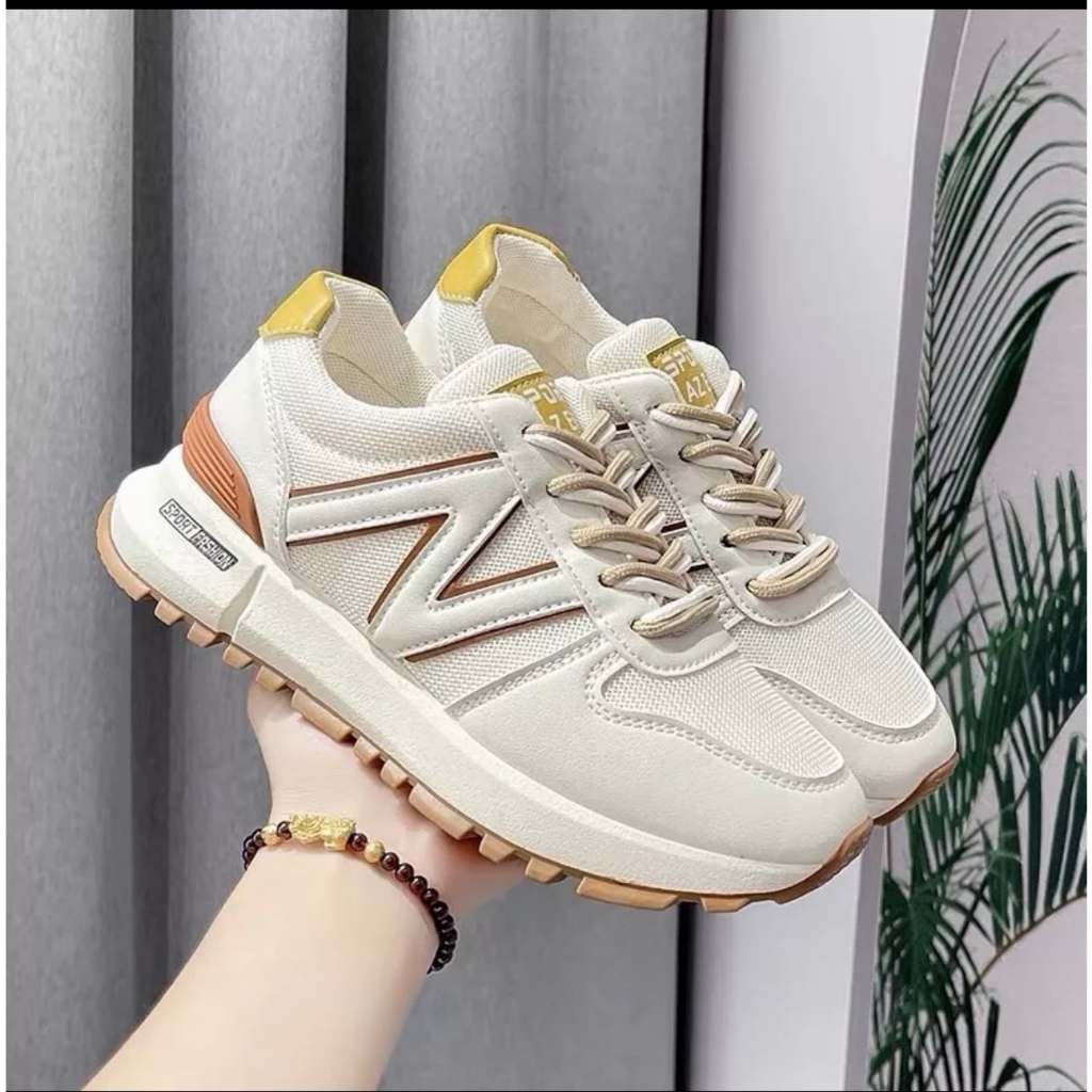 Giày thể thao nữ độn đế chữ N 3 màu siêu xinh Giày thể thao tăng chiều cao phong cách