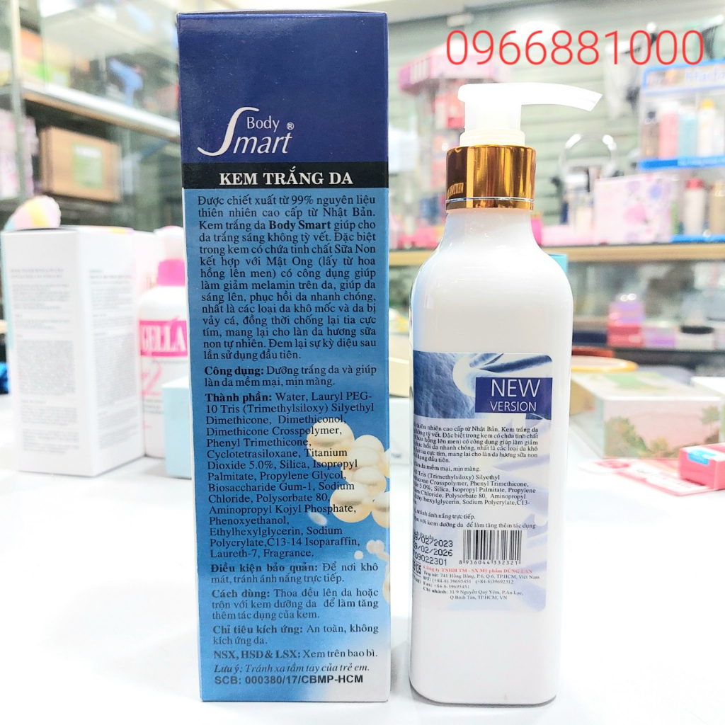Body Smart Kem Trắng Da 320g Xanh Bật Tông Nhẹ