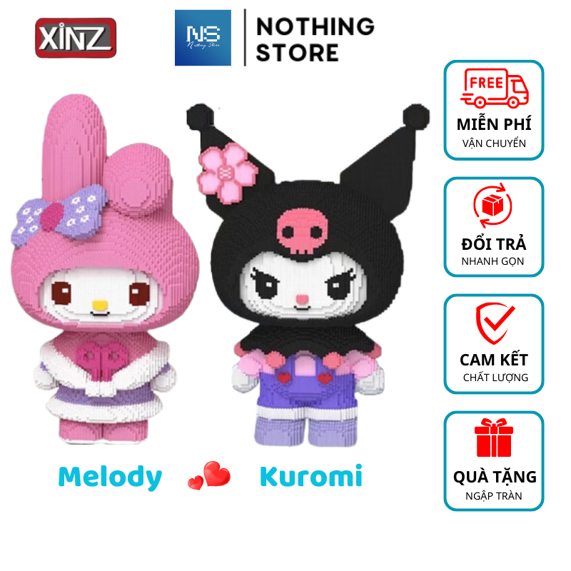 Mô Hình Lắp Ráp Melody - Kuromi 55cm Xinz Đáng Yêu Đồ Chơi Thông Minh Decor Trang Trí Quà Tặng Xả Stress Nothing Store