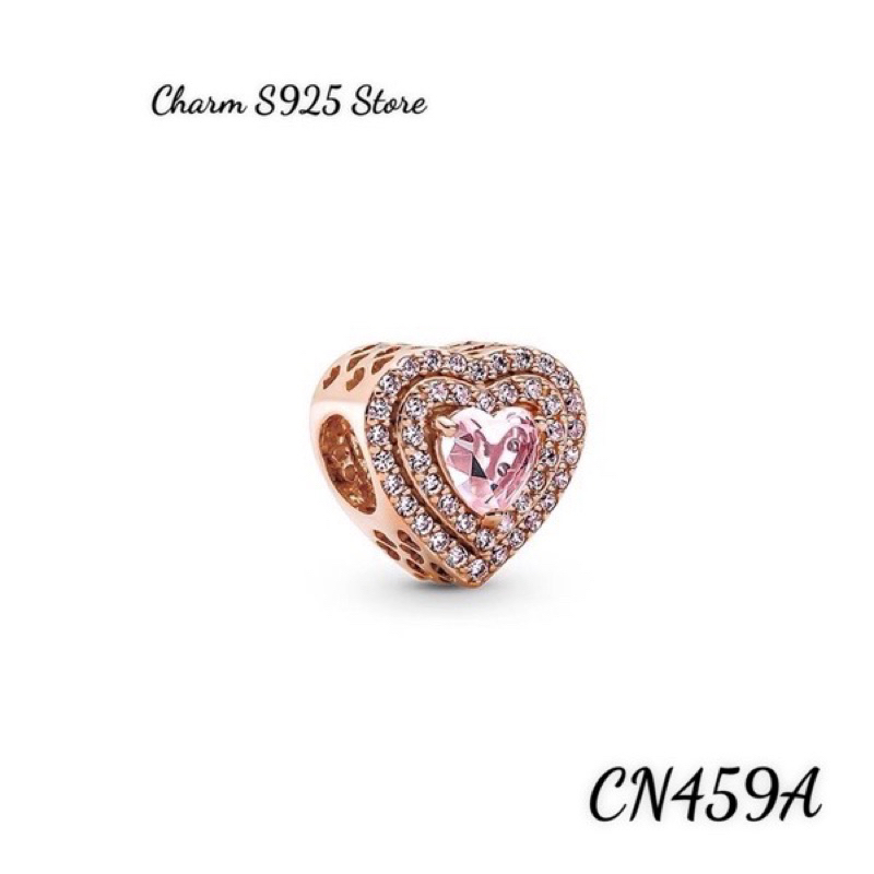 CHARM PAN ALE TIM VÀNG HỒNG ĐÍNH ĐÁ BẠC S925 CAO CẤP