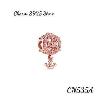 CHARM PAN ALE VÀNG HỒNG HOẠ TIẾT BÁNH LÁI VÀ NEO THUYỀN BẠC S925 HÀNG CAO CẤP