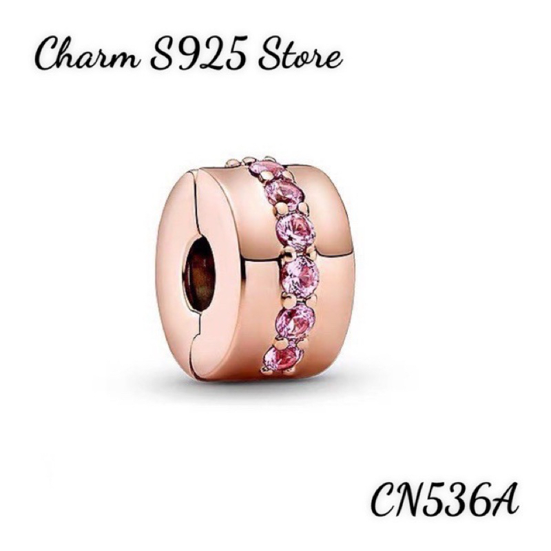 CHARM PAN ALE KHOÁ CHẶN AN TOÀN VÀNG HỒNG ĐÍNH ĐÁ S925 HÀNG CAO CẤP