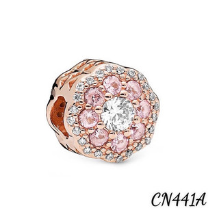 Charm pan ale đính đá hoa hồng rose gold hàng cao cấp