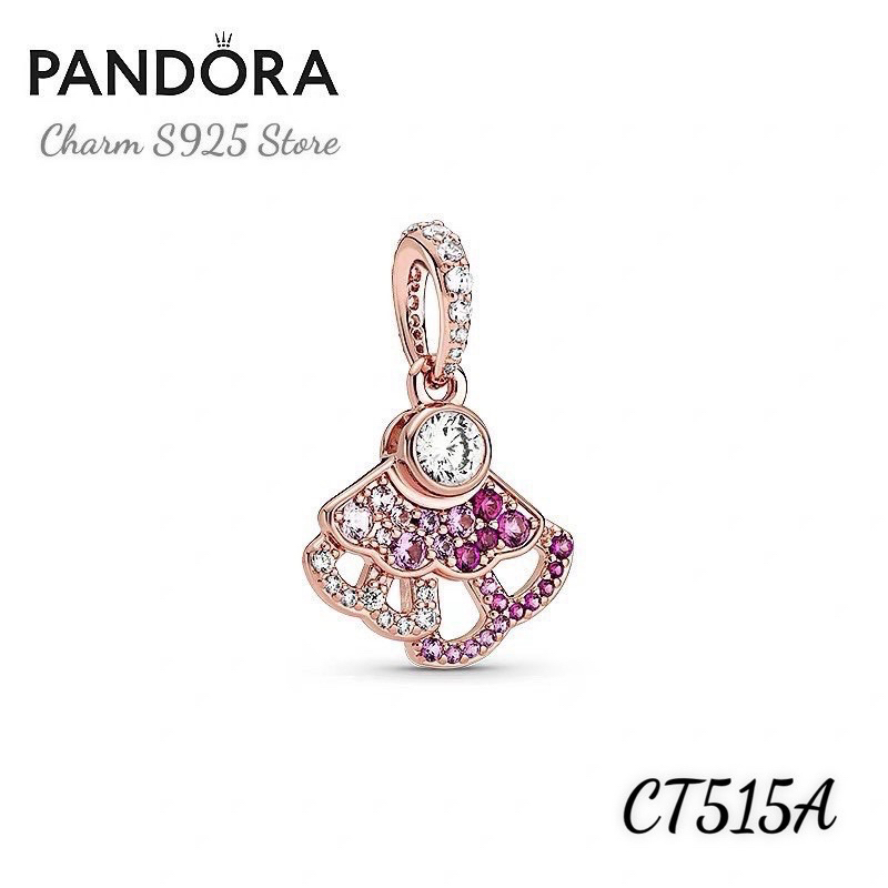 CHARM PAN ALE TREO HÌNH QUẠT VÀNG HỒNG ĐÍNH ĐÁ S925 HÀNG CAO CẤP