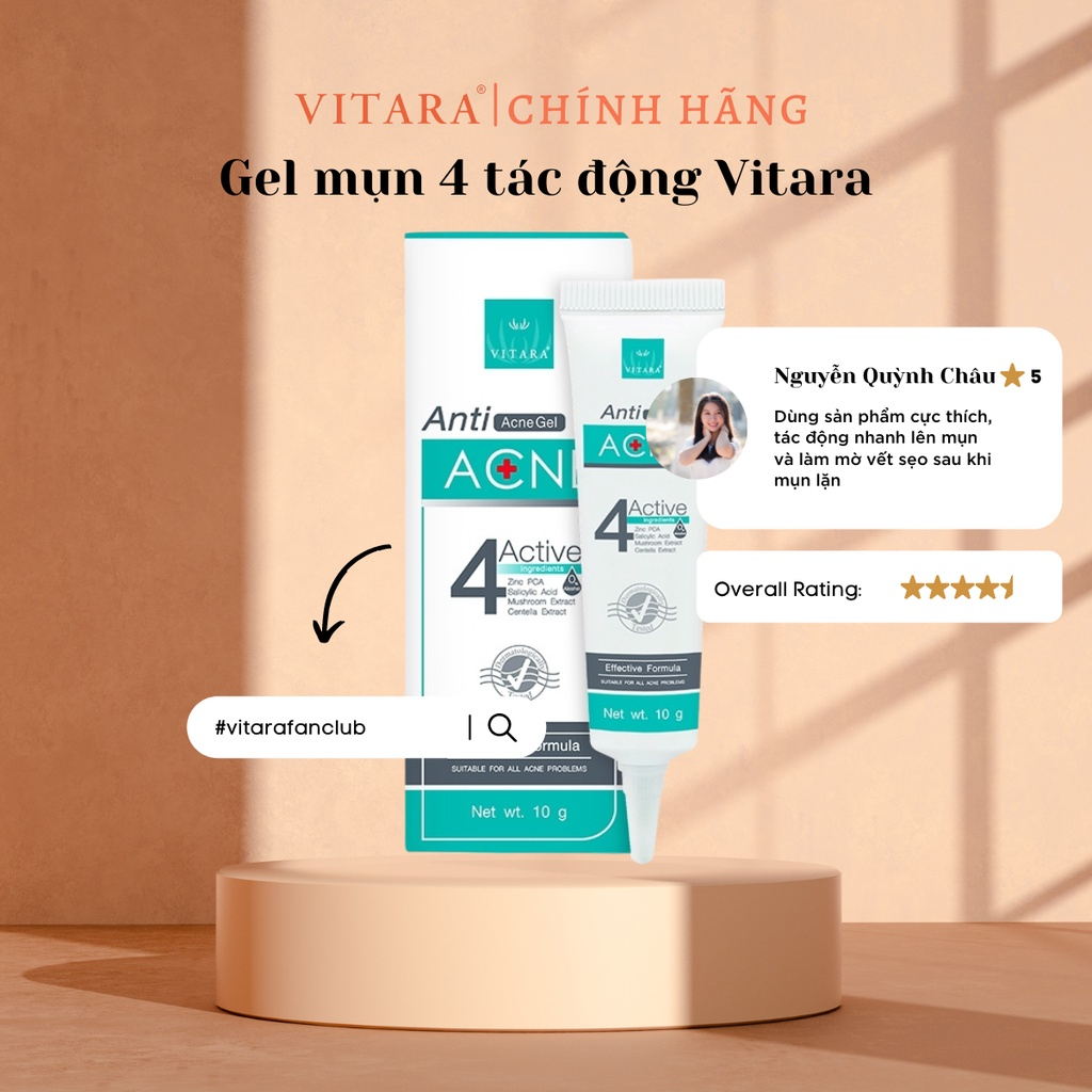 Gel bôi mụn 4 tác động VITARA ANTI ACNE GEL