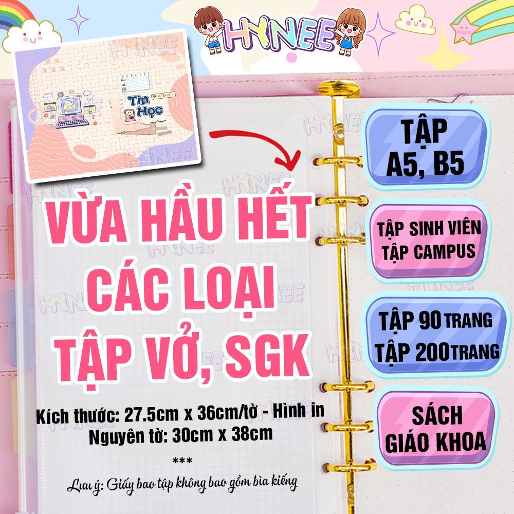 Giấy Bao Tập Pastel Caro Xinh Xắn - Giấy Bao Vở Học Sinh A5, Tập Sinh Viên - HYNEE