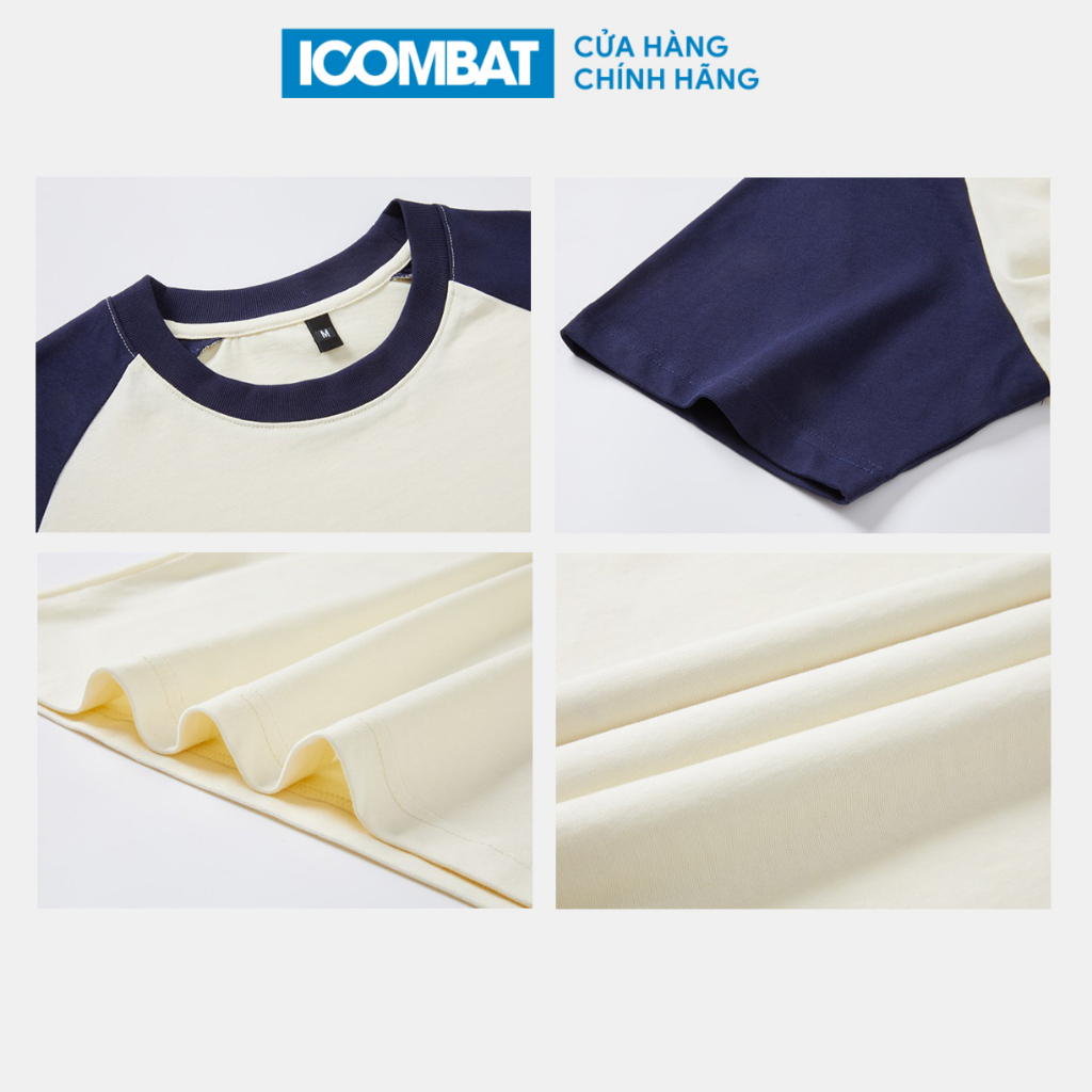 Áo Thun Raglan ICOMBAT® Adventure Tee Cotton 100% Unisex nam nữ form rộng oversize
