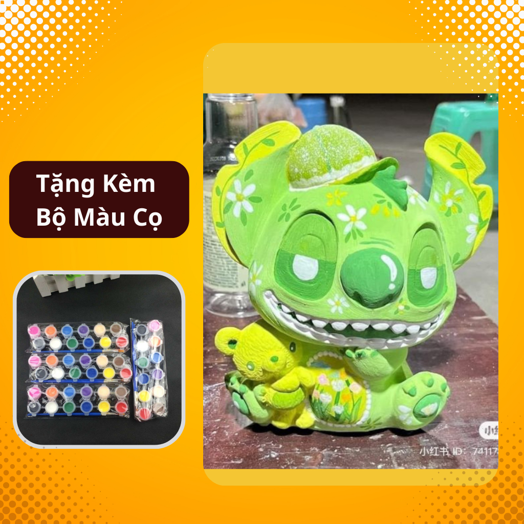 Tượng gấu STITCH size lớn- Tượng tô màu cho bé tặng kèm cọ và màu vẽ acrylic