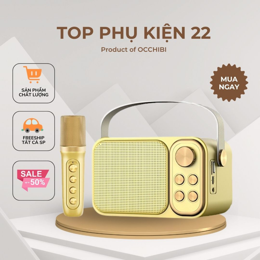 Loa karaoke YS-103 có 1 micro không dây kết nối Bluetooth Thẻ nhớ TF USB cổng AUX 3.5 nhỏ gọn âm thanh chất lượng