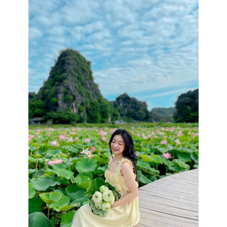 Đầm lụa dún phồng ngực Mauve Cloud dress