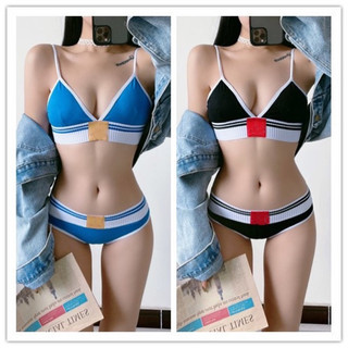 Sét bikini xanh, đen viền trắng cotton hottrend Hàng QCCC