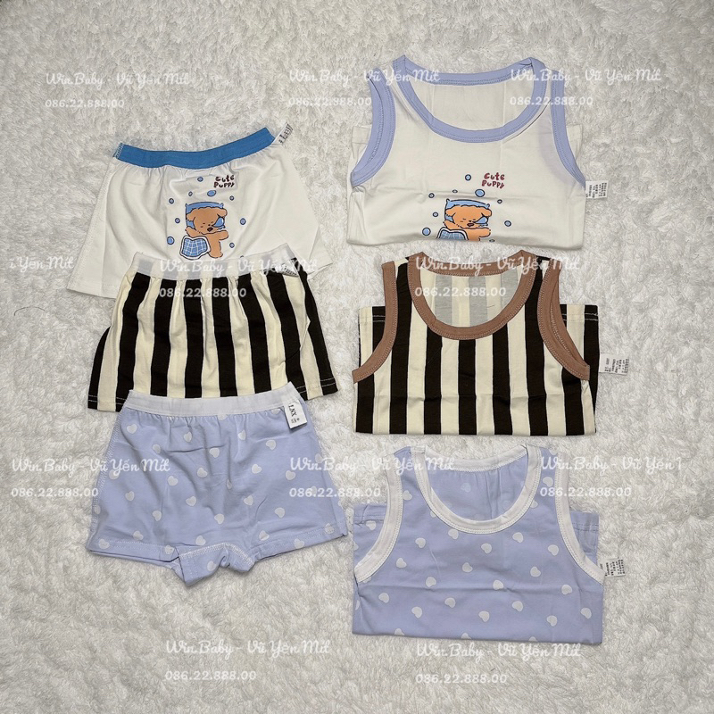 Set 3 bộ ba lỗ + quần chip cho bé gái cotton siêu xinh