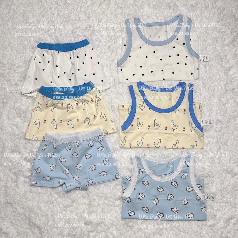 Set 3 bộ ba lỗ + quần chip cho bé gái cotton siêu xinh