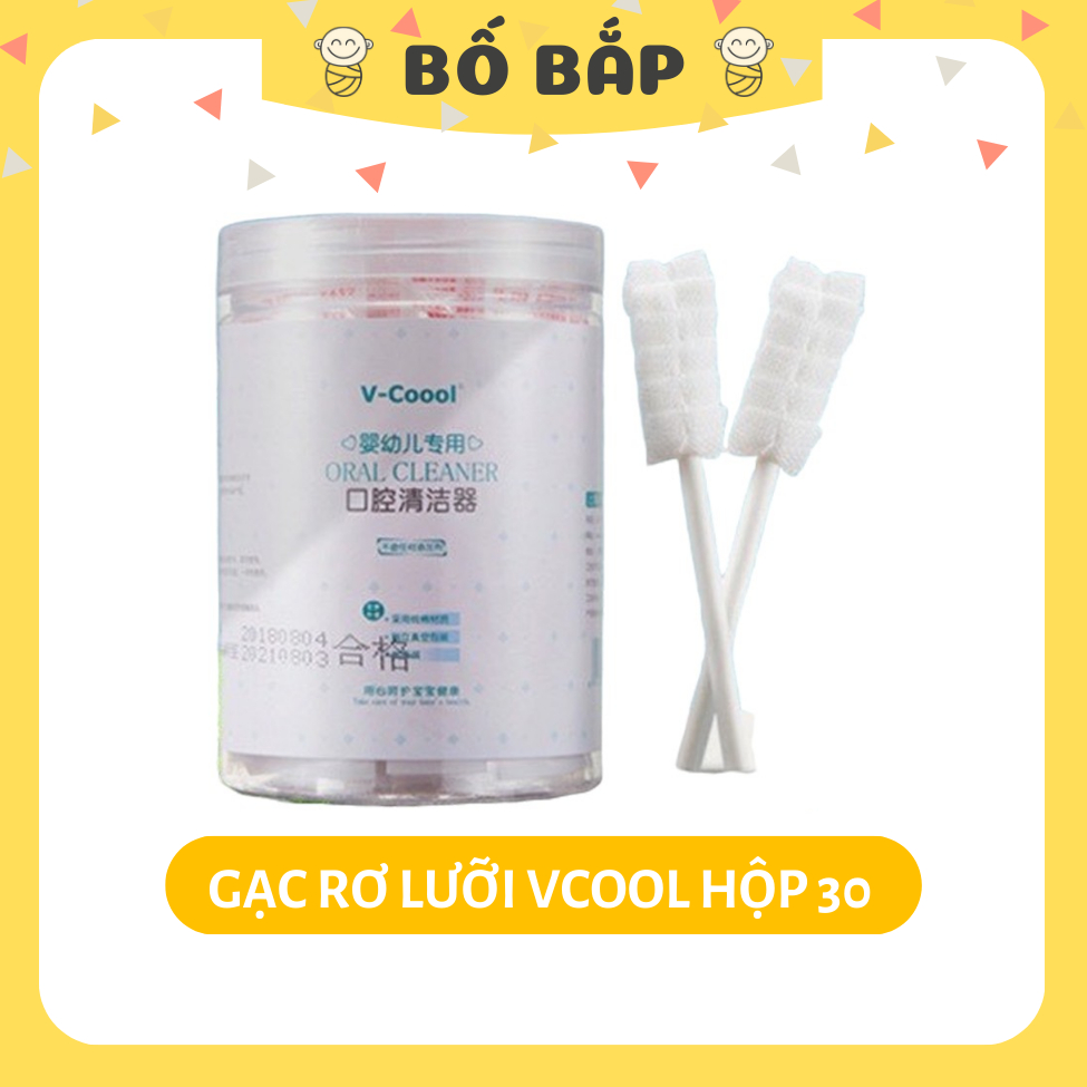 Gạc Rơ Lưỡi Que Vcool Hộp 30 Que Tiệt Trùng Cho Bé