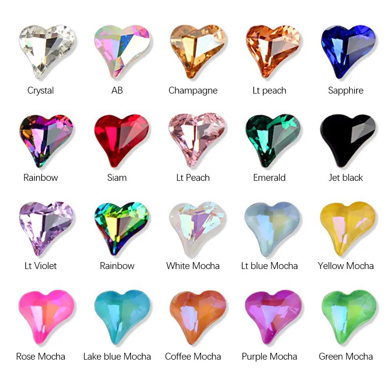 Charm khối hình trái tim đính móng tay nail size 8mm