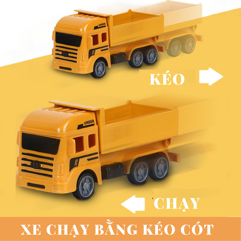 Bộ mô hình xe đồ chơi CÔNG TRÌNH cho bé trai: Cần cẩu, Xe Ben, Xe Tải, Trộn bê tông, quà tặng sinh nhật cho bé trai