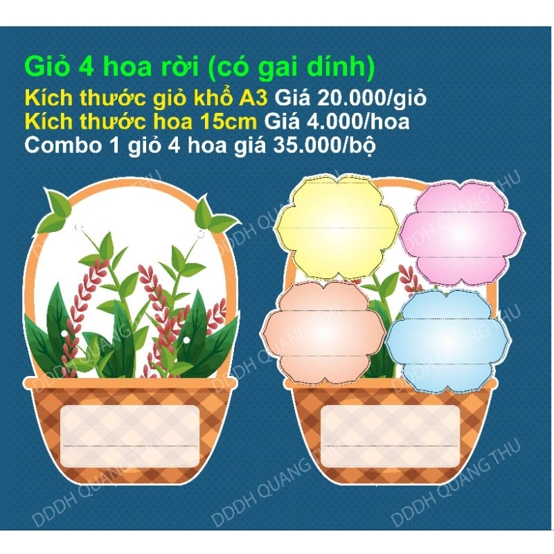 Giỏ 4 hoa A3 gắn rời