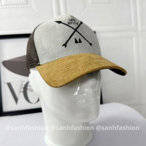 Mũ lưỡi trai thêu hình chữ LIFE STYLE Nón kết chất da lộn vá lưới thời trang cao cấp form unisex nam nữ K34