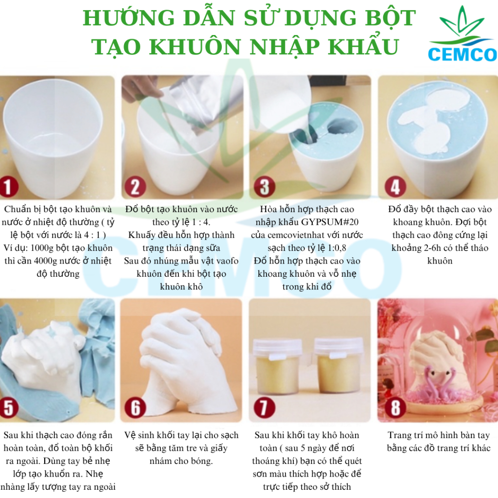 Combo đúc tượng tay tình yêu đầy đủ dụng cụ, món quà dành tặng người thương cemcovietnhat