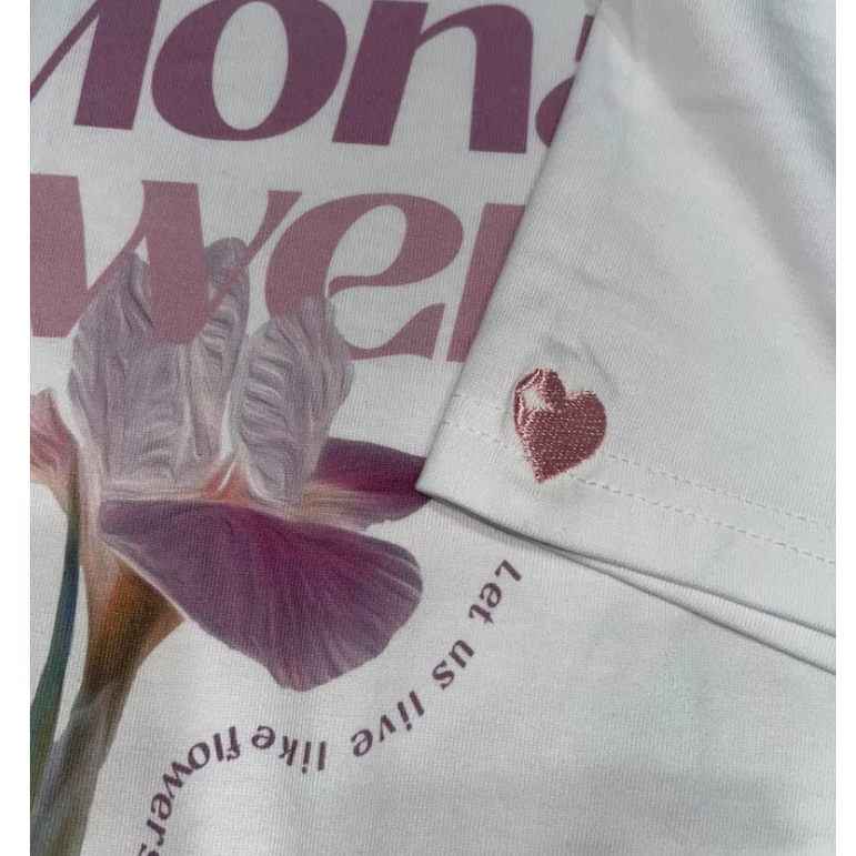 Áo thun baby tee in hoa Moná Fleur Trắng - StyleGenZ