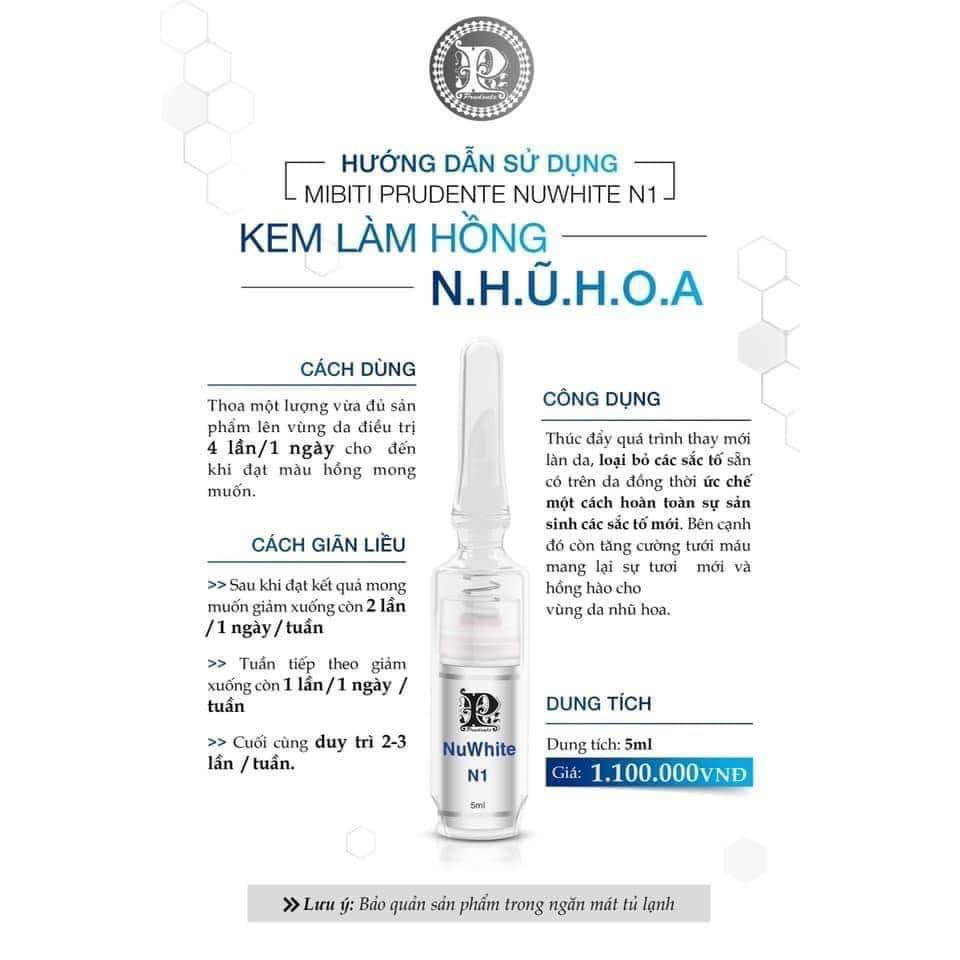 Kem khử thâm làm hồng nhũ hoa NUWHITE N1 MIBITI PRUDENTE PROFESSIONAL