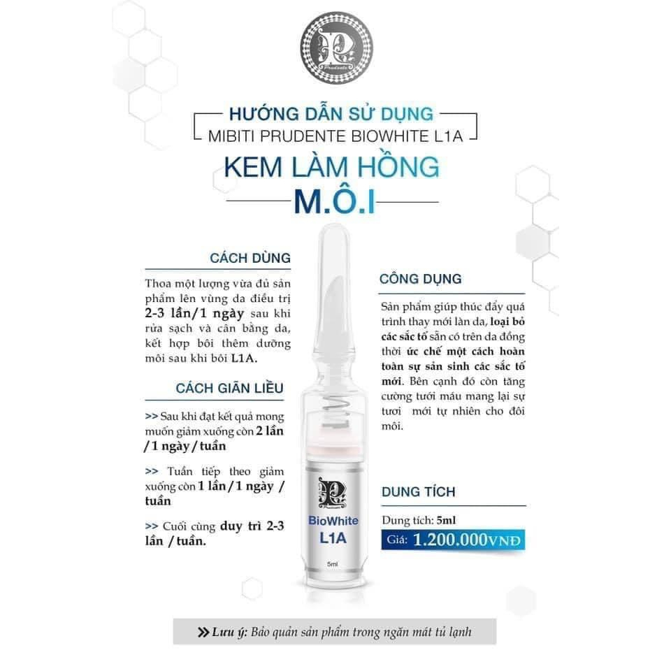 Kem khử thâm làm hồng môi NUWHITE BIOWHITE L1A MIBITI PRUDENTE PROFESSIONAL 5ml