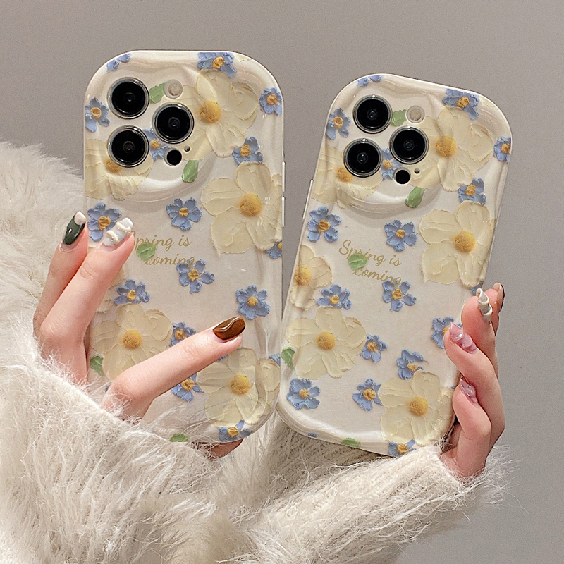 Ốp lưng iphone Viền Nổi Cạnh Sóng hình vẽ nhiều hoa nhí 6s/6splus/7/7plus/8/8plus/x/11/12/13/14/max/prm sk43