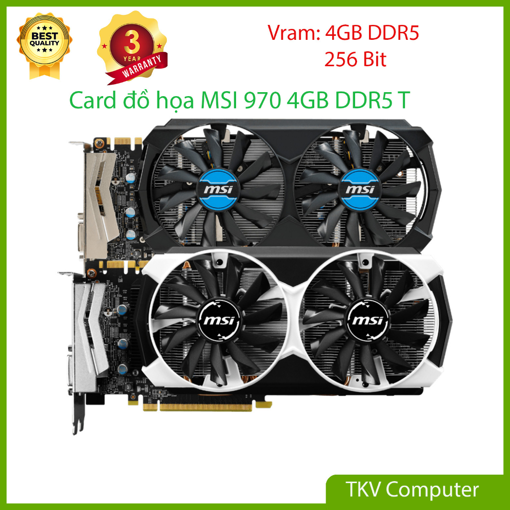 Card đồ hoạ MSI GeForce GTX 970 4GD5T OC - Hiệu năng vượt trội so với 1050TI - Chiến max setting Pubg, Gta 5, D4L2, FC5