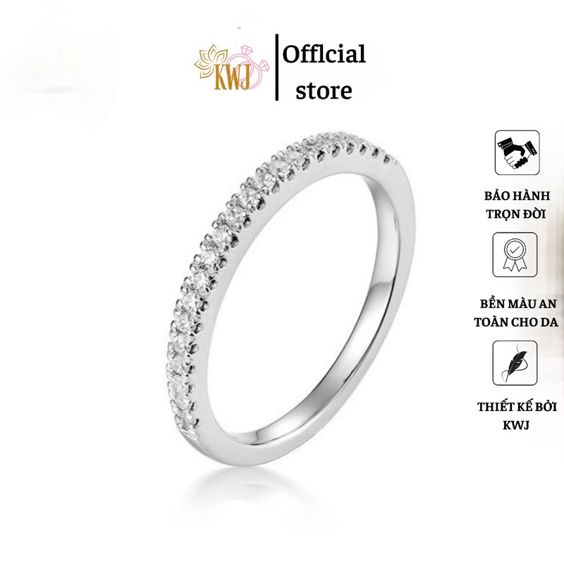 Nhẫn bạc nữ KWJ , viền một hàng đá.
