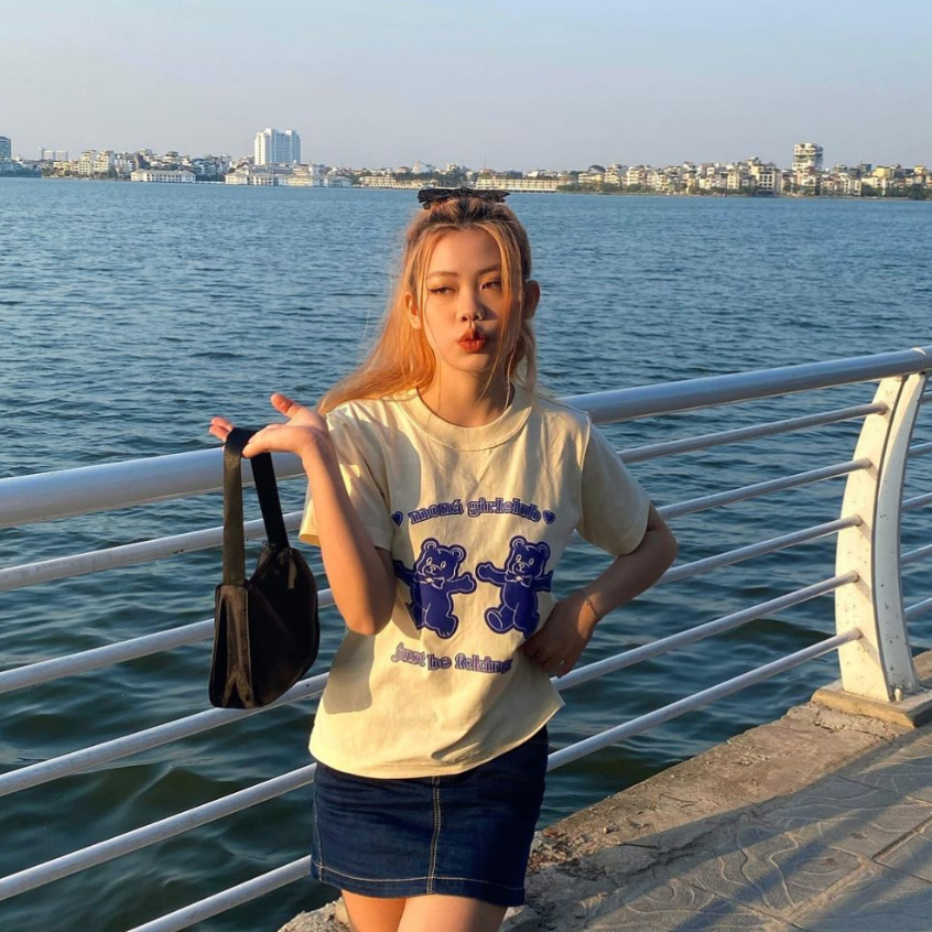 Áo thun baby tee MONÁ - GUMMY KEM hoạ tiết gấu StyleGenZ