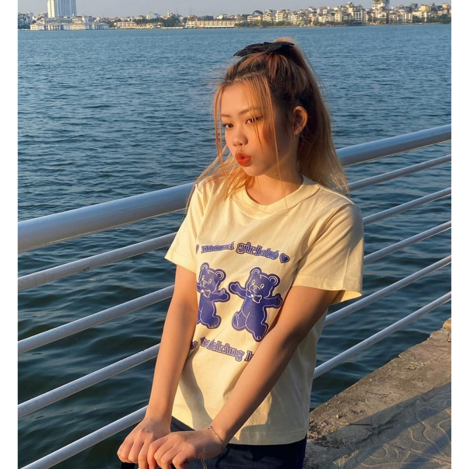 Áo thun baby tee MONÁ - GUMMY KEM hoạ tiết gấu StyleGenZ