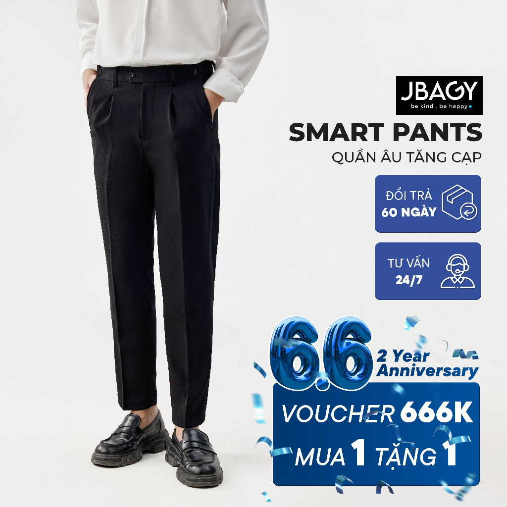 Quần âu nam cạp cao ống đứng SMART PANT điều chỉnh cạp chất liệu mền mướt 4cm 6cm thương hiệu JBAGY - JA0303