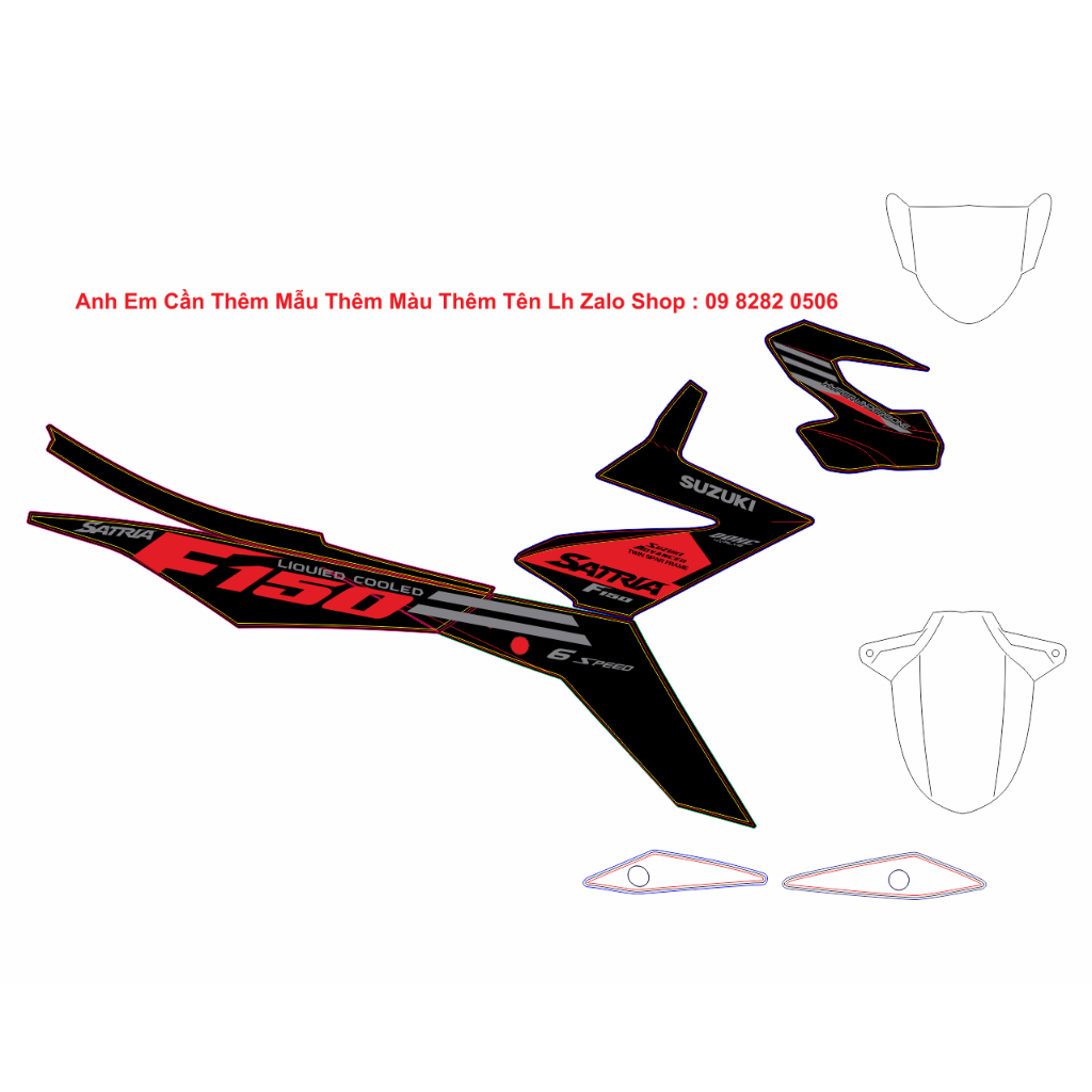 TEM ZIN SATRIA ĐỎ ĐEN BẠC