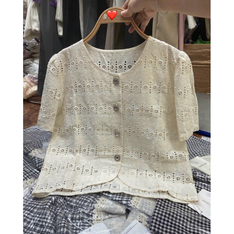 Áo somi ren cúc kiểu thêu hoa hàng QC loại 1 ảnh thật - hàng có sẵn