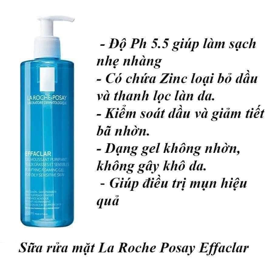 Gel rửa mặt La RochePosay 400ml tạo bọt cho da dầu và nhạy cảm , làm sạch da