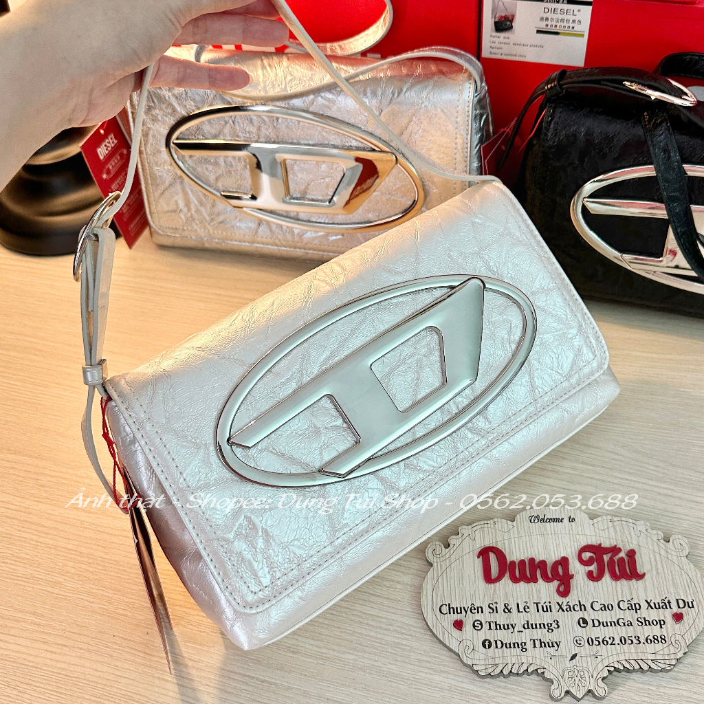 Túi Disel nữ kẹp nách + đeo vai size 26 chất da dày dặn ngăn rộng ,túi mang du lịch full màu