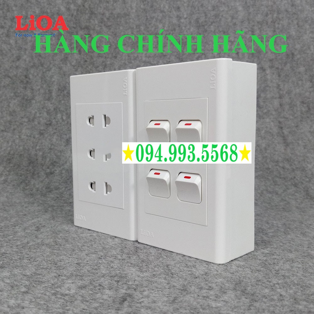 Combo ổ cắm điện âm tường lắp nổi 3 lỗ + 4 công tắc đèn LIOA 16A 3520W - Chính hãng
