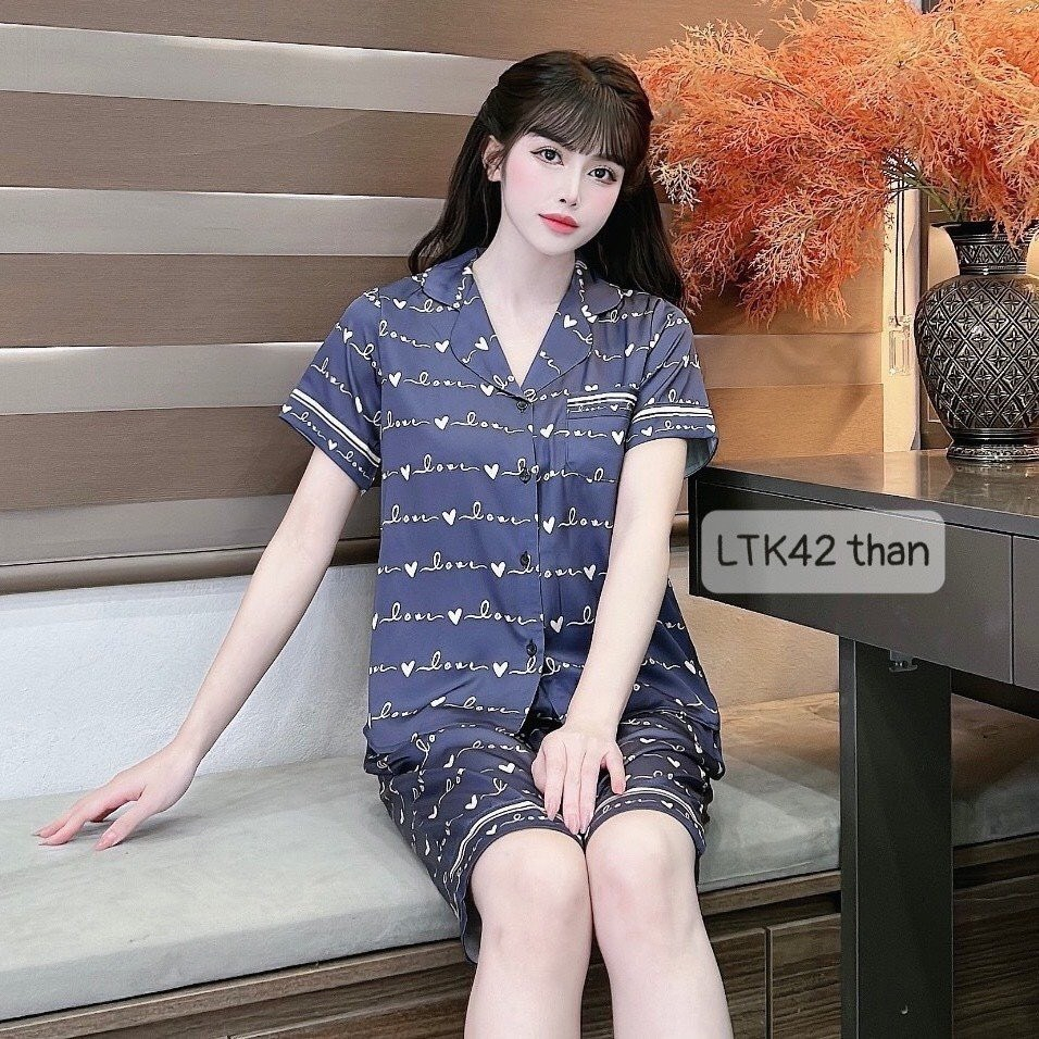 Bộ Pijama lửng nữ bộ đồ mặc nhà nữ đẹp đồ ngủ nữ mùa hè lụa satin cao cấp mềm mát - THE SUN